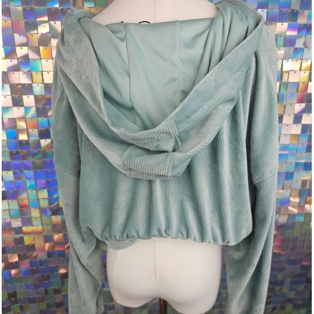 Zara Cropped Ribbed‎ Quarter Zip Pullover Jacket